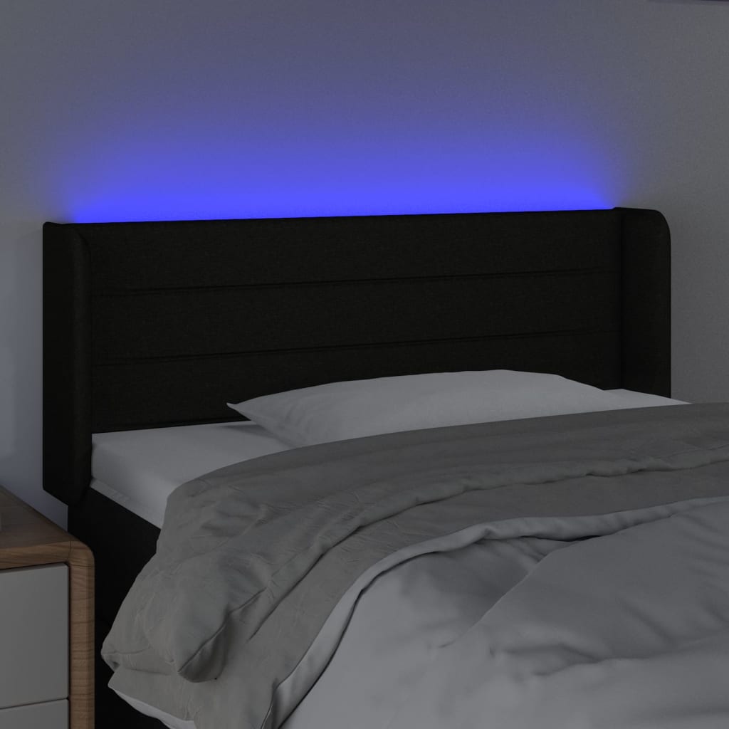 Hoofdbord LED 93x16x78/88 cm stof zwart 93 x 16 x 78/88 cm Zwart