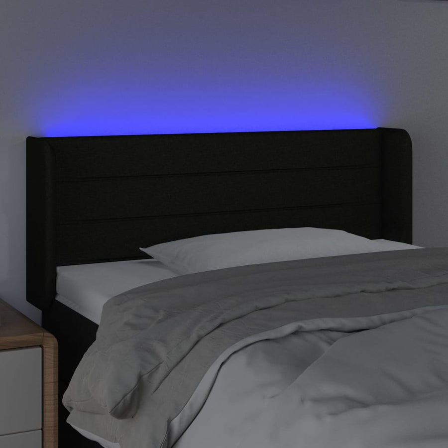 Hoofdbord LED 93x16x78/88 cm stof zwart 93 x 16 x 78/88 cm Zwart