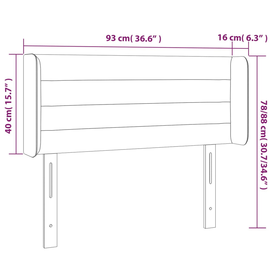 Hoofdbord LED 93x16x78/88 cm stof zwart 93 x 16 x 78/88 cm Zwart
