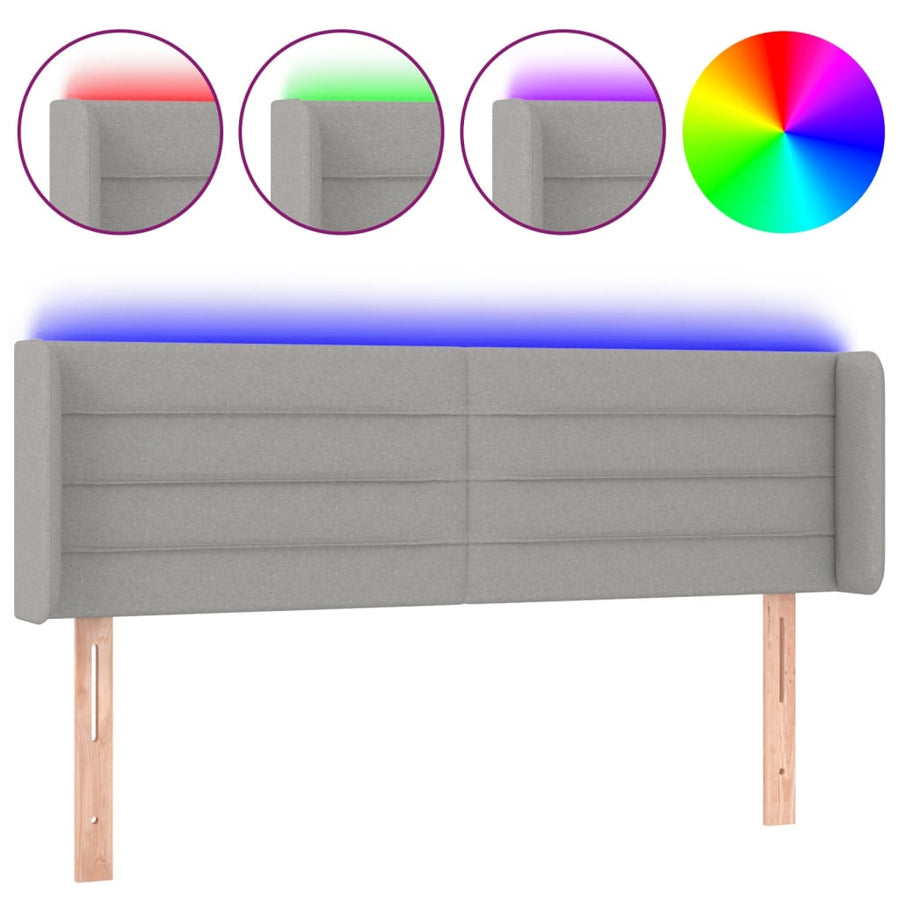 Hoofdbord LED 147x16x78/88 cm stof lichtgrijs 147 x 16 x 78/88 cm Lichtgrijs