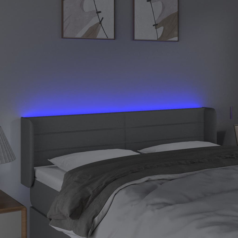Hoofdbord LED 147x16x78/88 cm stof lichtgrijs 147 x 16 x 78/88 cm Lichtgrijs