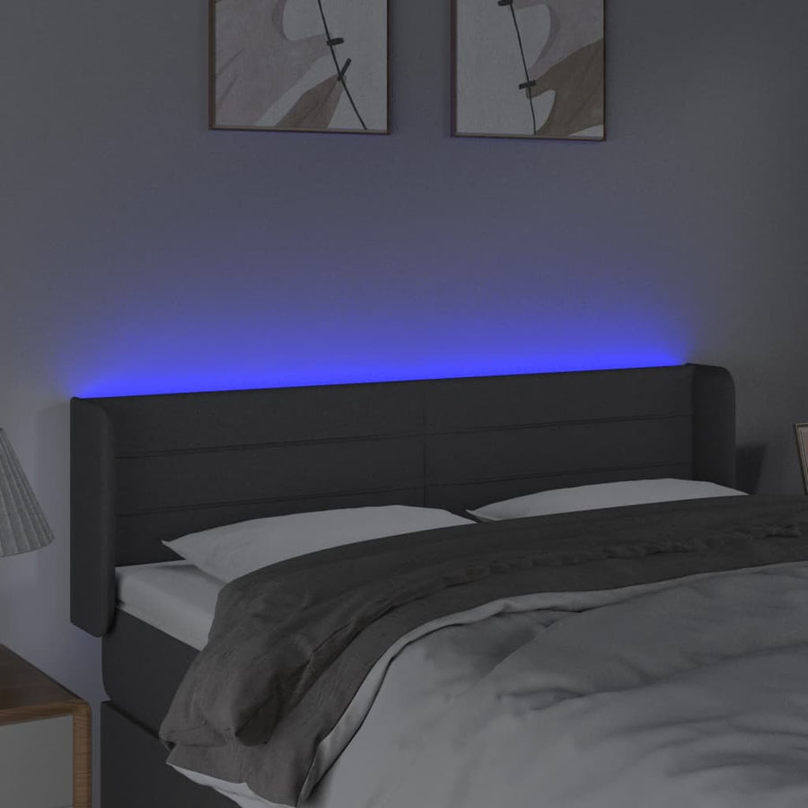 Hoofdbord LED 147x16x78/88 cm stof donkergrijs 147 x 16 x 78/88 cm Donkergrijs