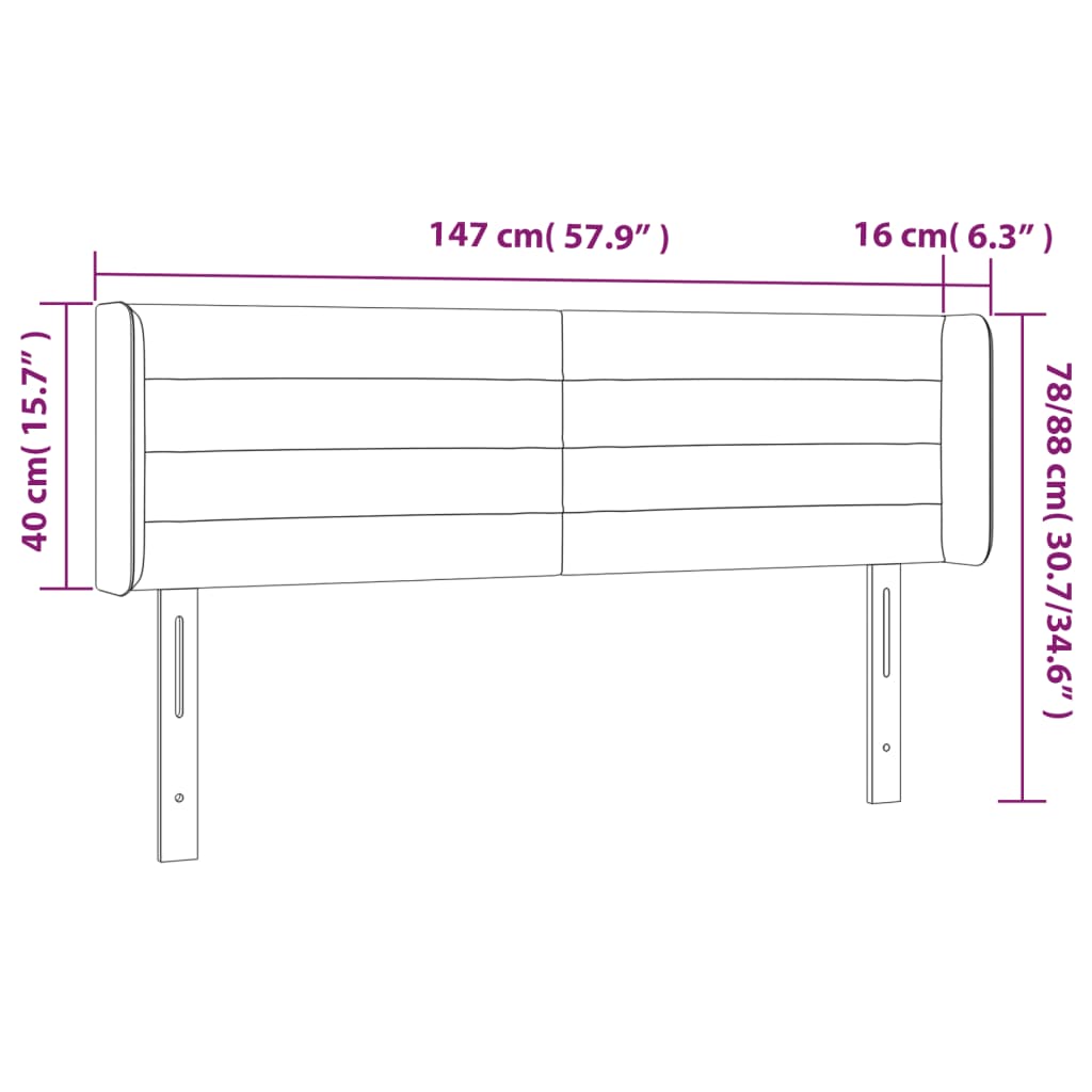 Hoofdbord LED 147x16x78/88 cm stof donkergrijs 147 x 16 x 78/88 cm Donkergrijs