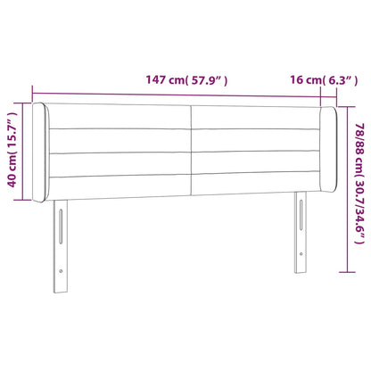 Hoofdbord LED 147x16x78/88 cm stof donkergrijs 147 x 16 x 78/88 cm Donkergrijs