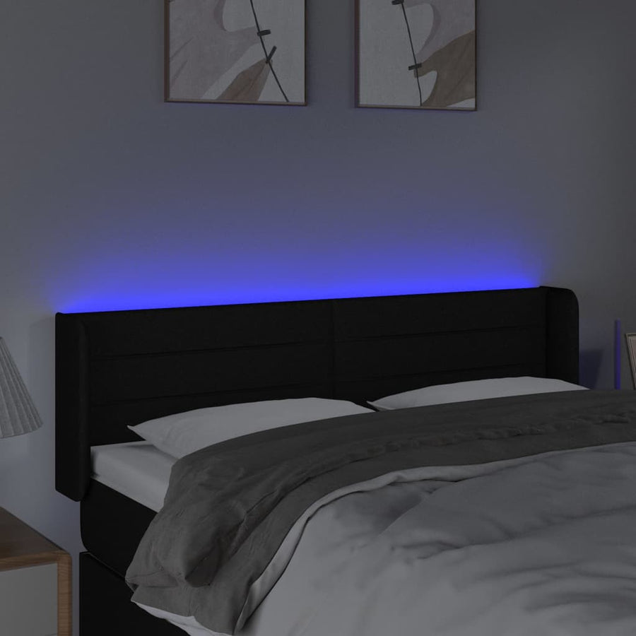 Hoofdbord LED 147x16x78/88 cm stof zwart