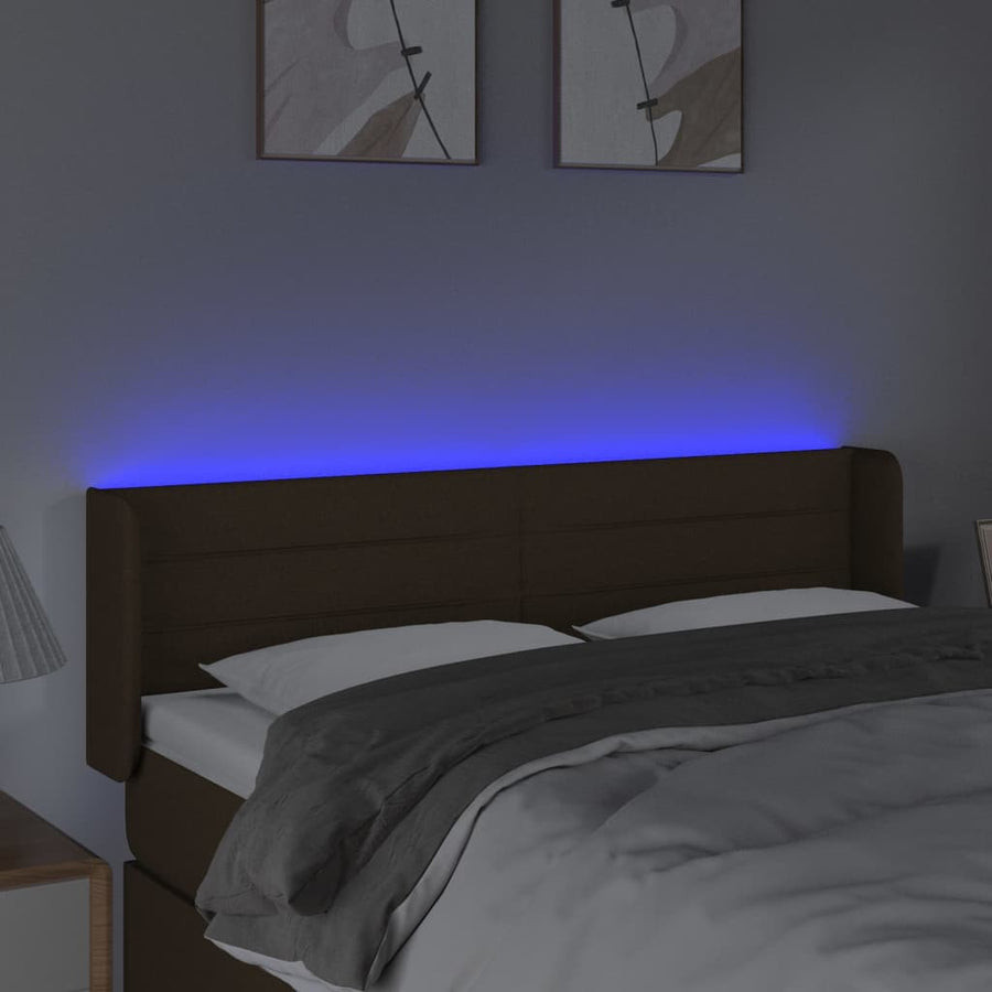 Hoofdbord LED 147x16x78/88 cm stof donkerbruin 147 x 16 x 78/88 cm Donkerbruin