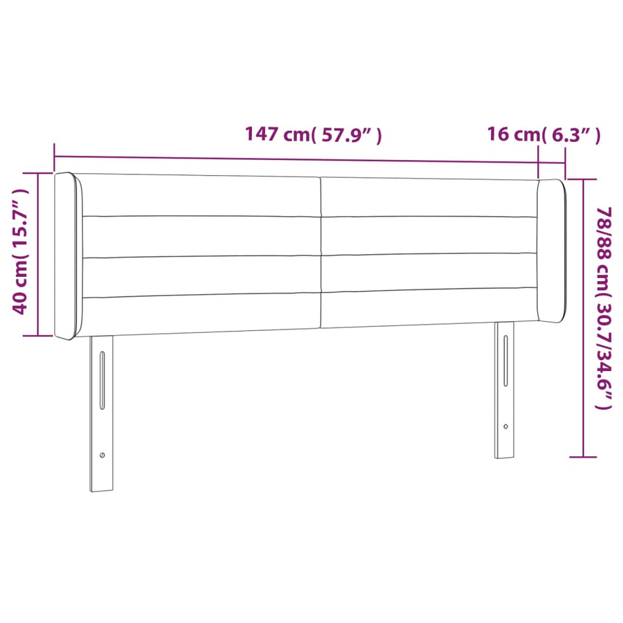 Hoofdbord LED 147x16x78/88 cm stof donkerbruin 147 x 16 x 78/88 cm Donkerbruin