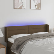 Hoofdbord 147x16x78/88 cm stof donkerbruin LED