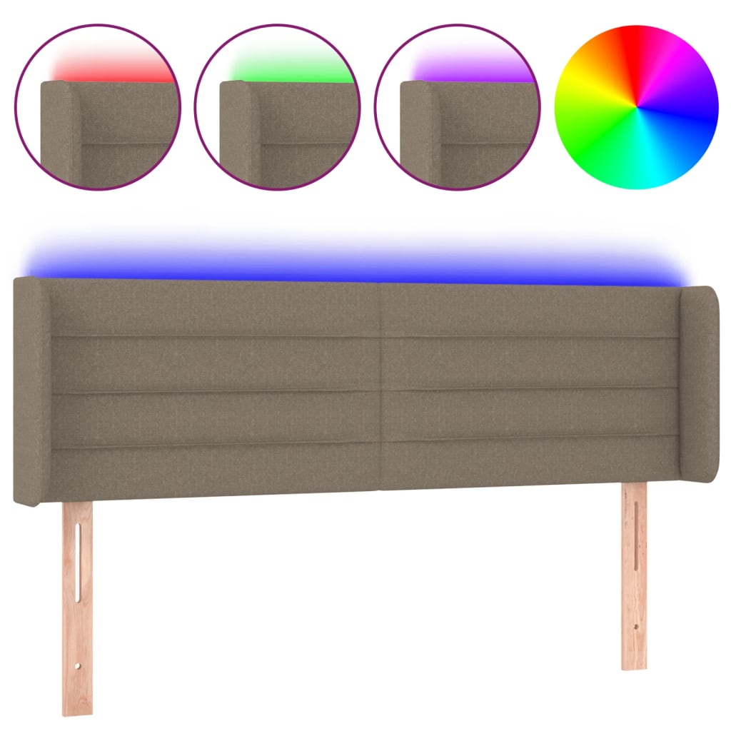 Hoofdbord LED 147x16x78/88 cm stof taupe 147 x 16 x 78/88 cm Taupe