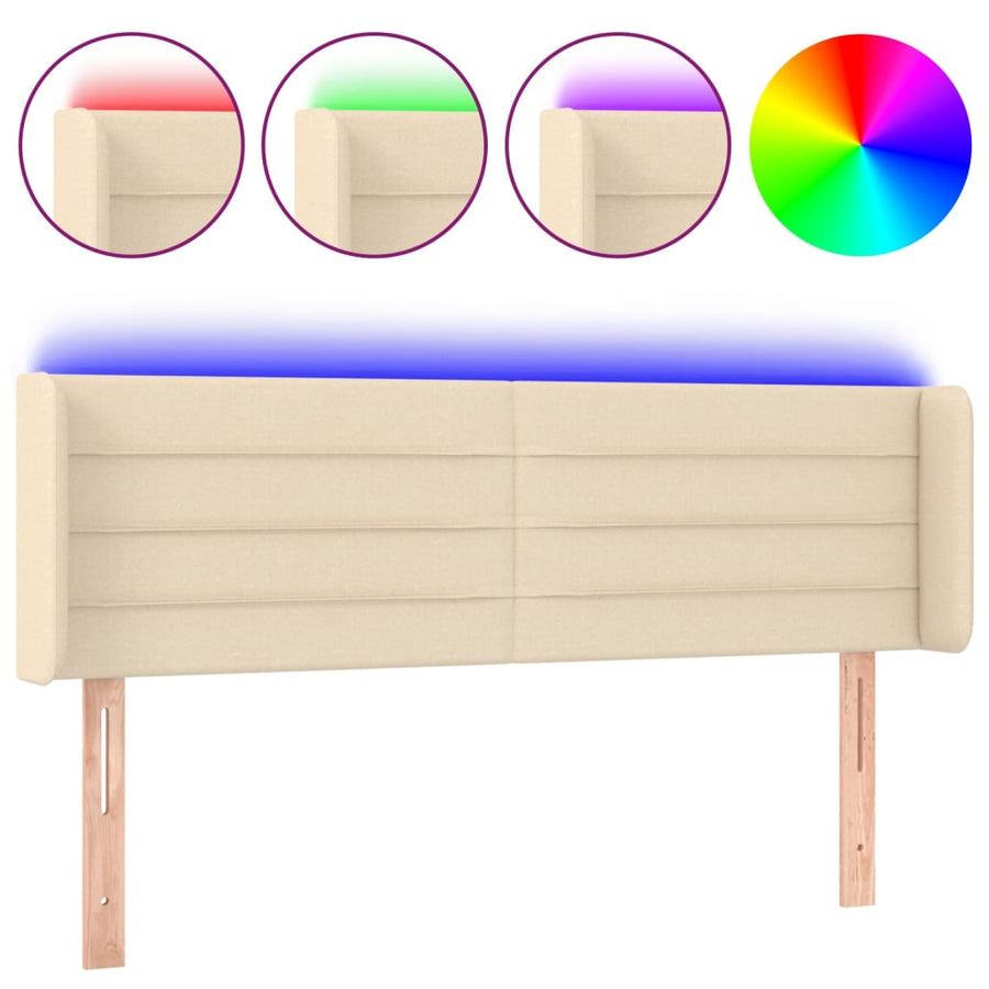 Hoofdbord LED 147x16x78/88 cm stof crèmekleurig 147 x 16 x 78/88 cm Crème