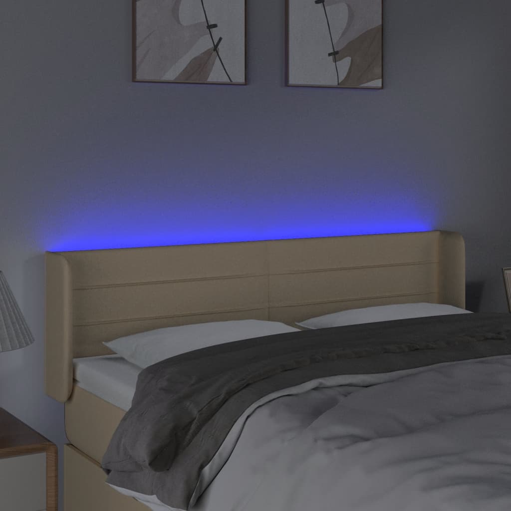 Hoofdbord LED 147x16x78/88 cm stof crèmekleurig 147 x 16 x 78/88 cm Crème