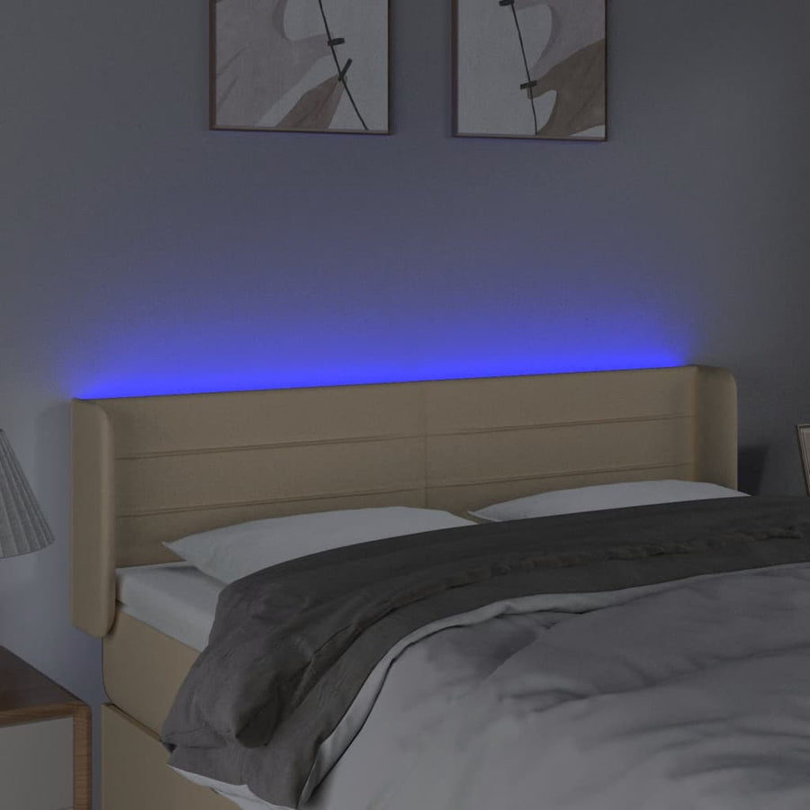 Hoofdbord LED 147x16x78/88 cm stof crèmekleurig 147 x 16 x 78/88 cm Crème