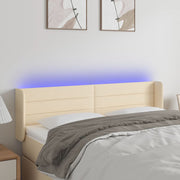 Hoofdbord 147x16x78/88 cm stof crèmekleurig LED