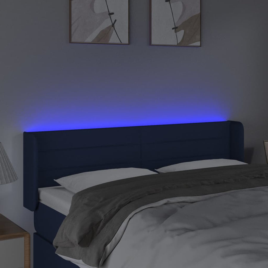 Hoofdbord LED 147x16x78/88 cm stof blauw 147 x 16 x 78/88 cm Blauw