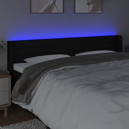 Hoofdbord Led Stof 163 x 16 x 78/88 cm Zwart