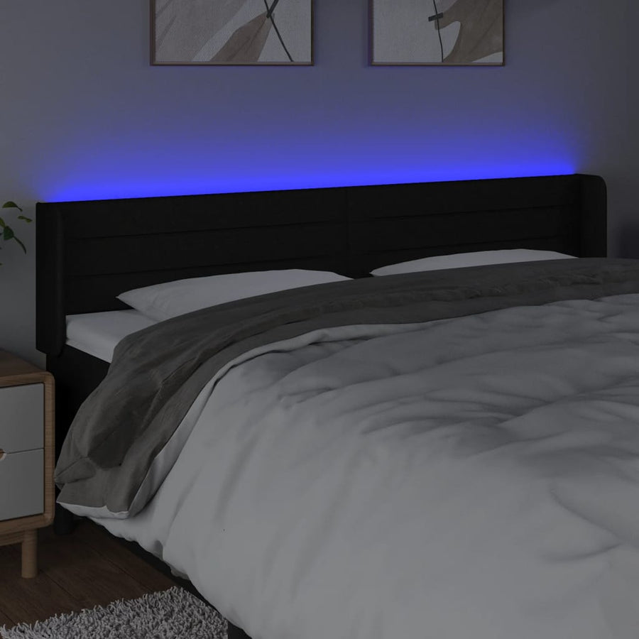 Hoofdbord Led Stof 163 x 16 x 78/88 cm Zwart