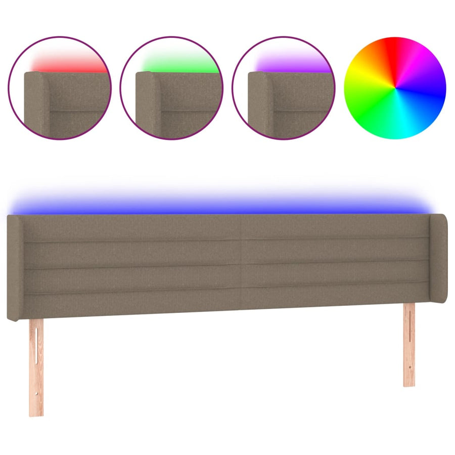 Hoofdbord Led Stof 1 163 x 16 x 78/88 cm Taupe
