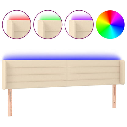Hoofdbord Led Stof Kleurig 163 x 16 x 78/88 cm Crème