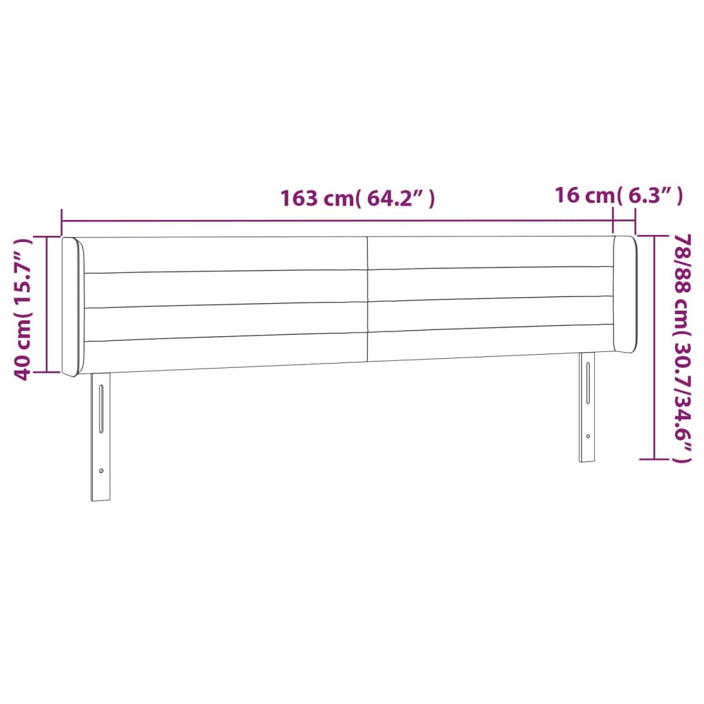 Hoofdbord Led Stof Kleurig 163 x 16 x 78/88 cm Crème