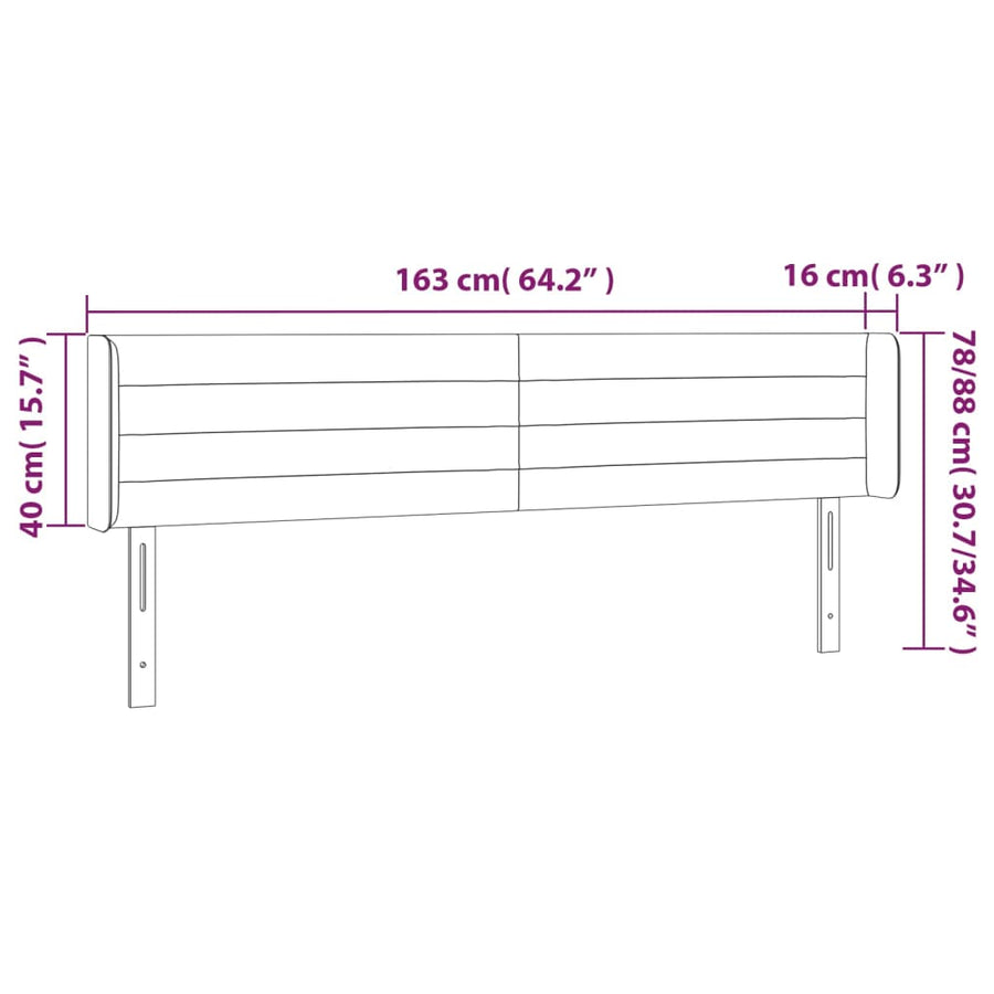 Hoofdbord Led Stof Kleurig 163 x 16 x 78/88 cm Crème