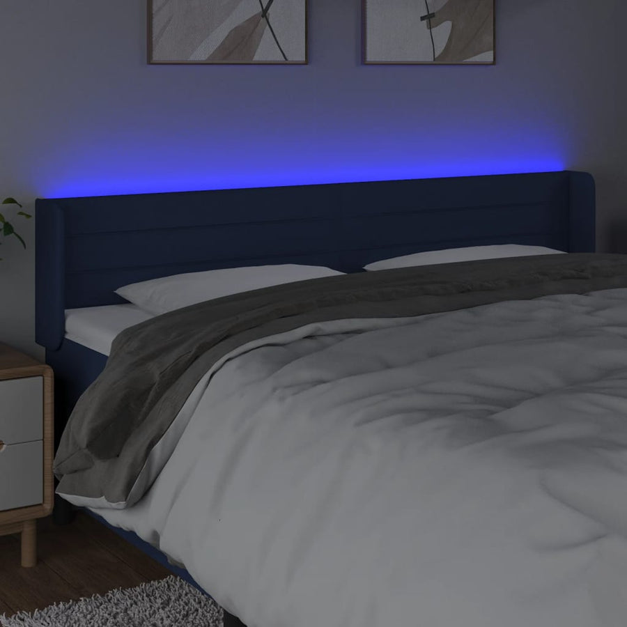 Hoofdbord Led Stof 183 x 16 x 78/88 cm Blauw