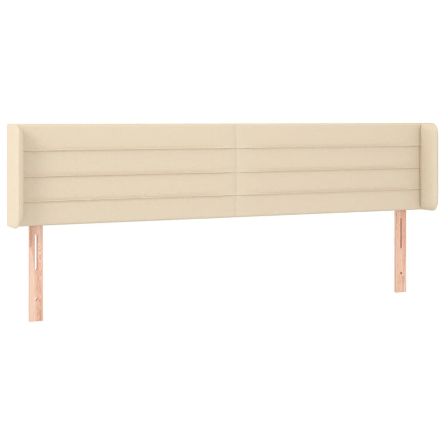 Hoofdbord LED 203x16x78/88 cm stof crèmekleurig