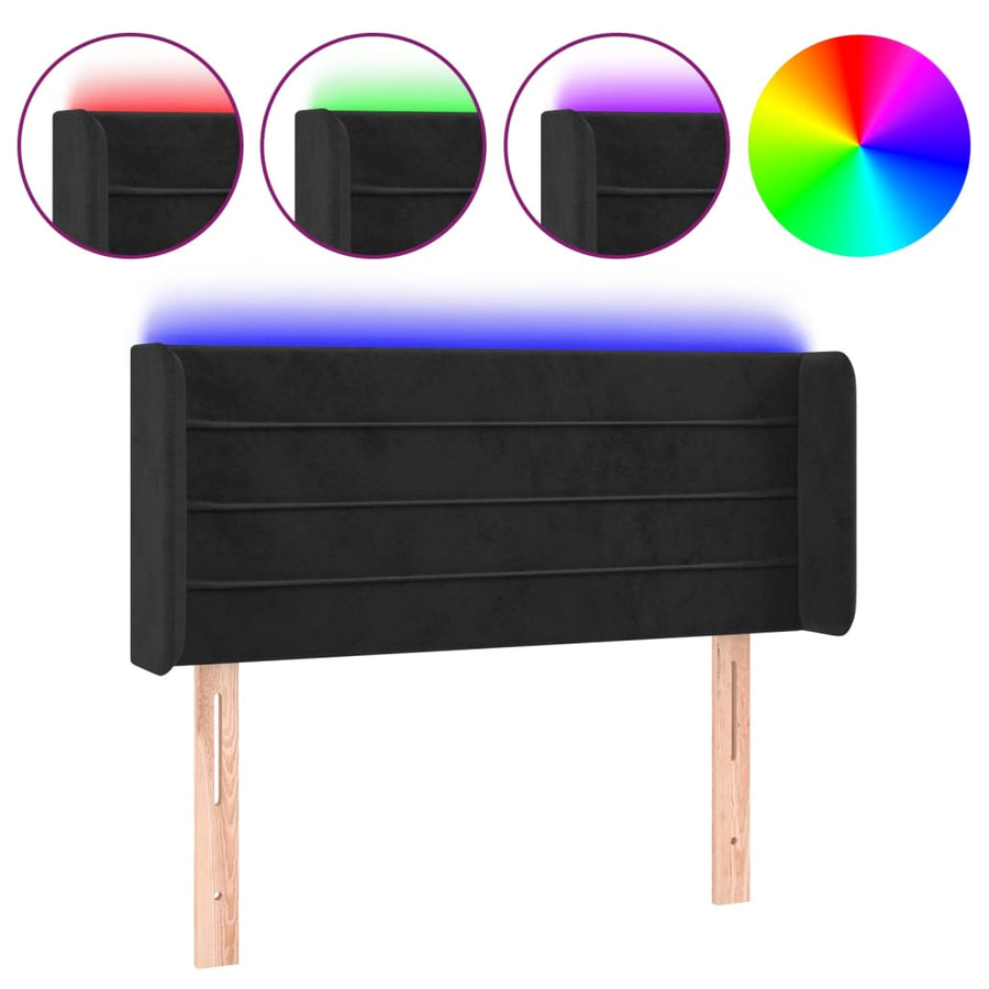 Hoofdbord LED 83x16x78/88 cm fluweel zwart 83 x 16 x 78/88 cm Zwart