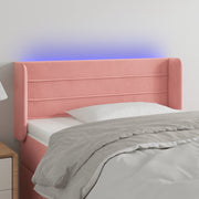 Hoofdbord 83x16x78/88 cm fluweel roze LED