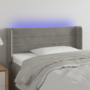 Hoofdbord 93x16x78/88 cm fluweel lichtgrijs LED