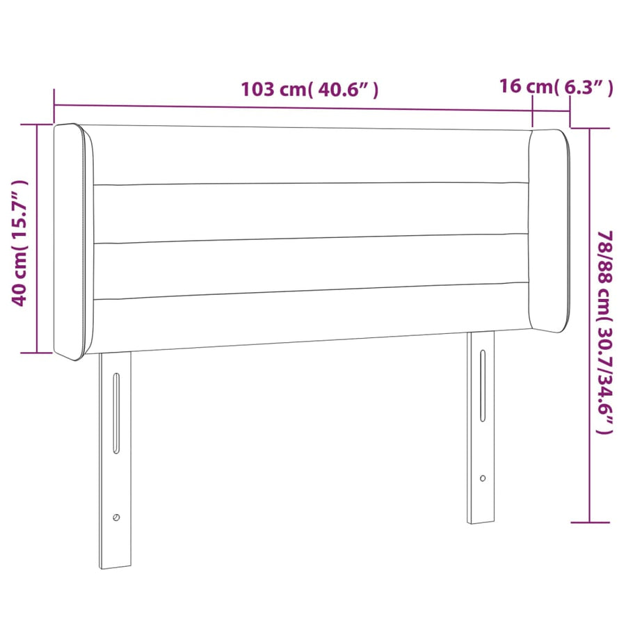 Hoofdbord LED 103x16x78/88 cm fluweel donkergrijs 103 x 16 x 78/88 cm