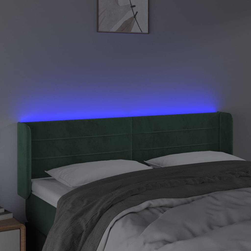 Hoofdbord Led Fluweel 1 147 x 16 x 78/88 cm Donkergroen