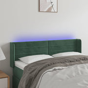 Hoofdbord 147x16x78/88 cm fluweel donkergroen LED