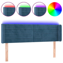 Hoofdbord Led Fluweel 147 x 16 x 78/88 cm Donkerblauw