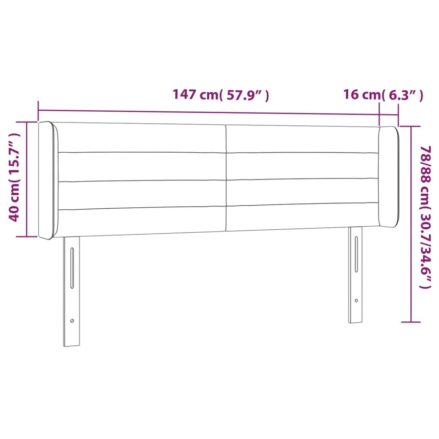 Hoofdbord Led Fluweel 147 x 16 x 78/88 cm Donkerblauw