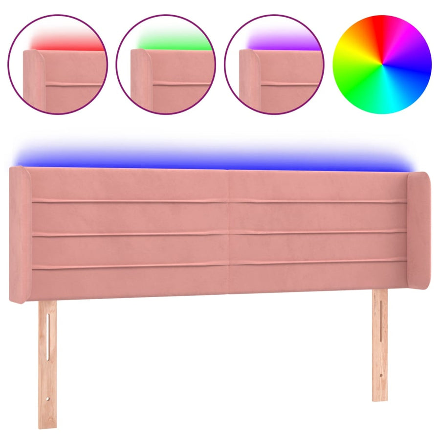 Hoofdbord Led Fluweel 147 x 16 x 78/88 cm Roze