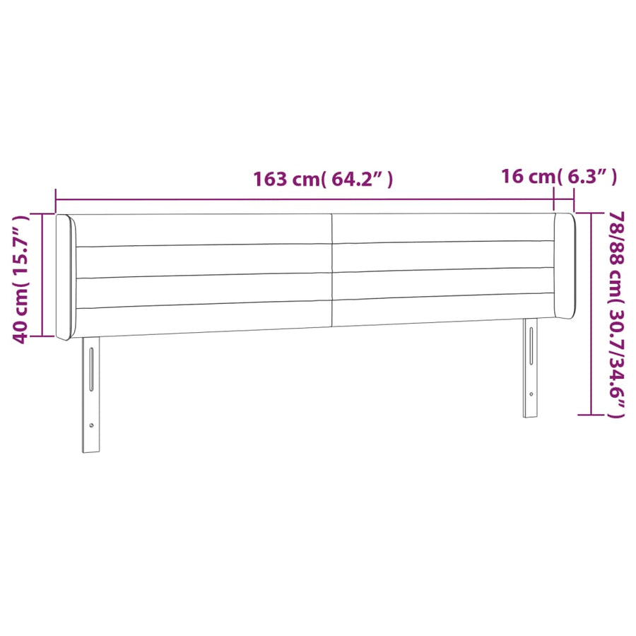 Hoofdbord Led Fluweel 1 163 x 16 x 78/88 cm Donkergroen