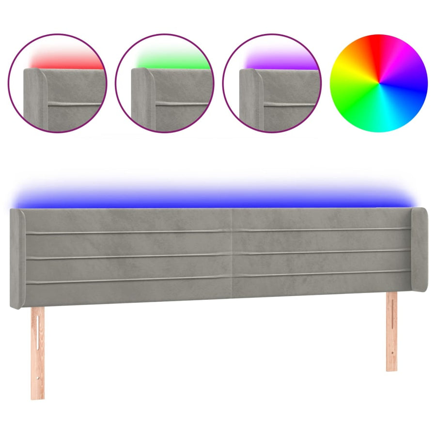 Hoofdbord Led 183X16X78/88 Cm Fluweel Lichtgrijs