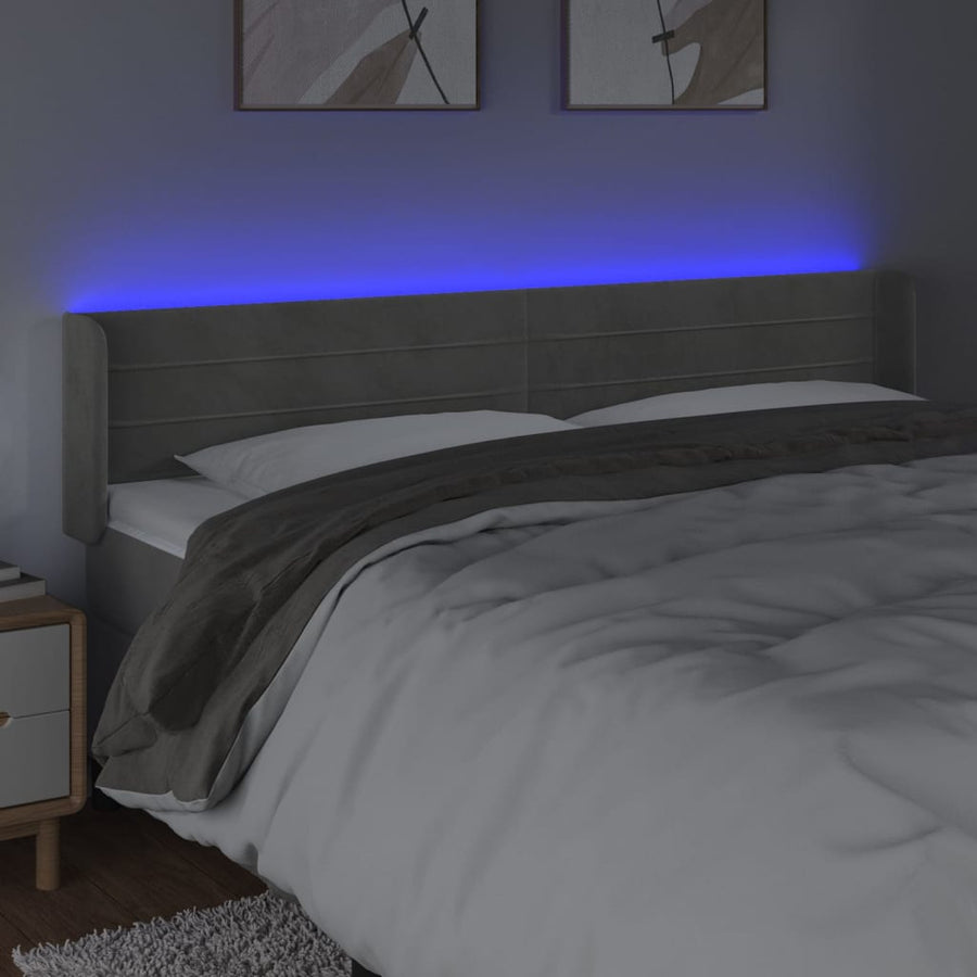 Hoofdbord Led 183X16X78/88 Cm Fluweel Lichtgrijs