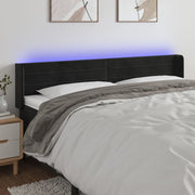 Hoofdbord 203x16x78/88 cm fluweel zwart LED