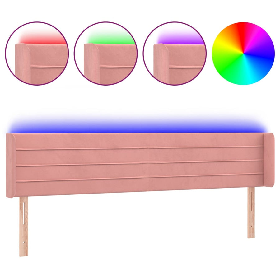 Hoofdbord Led Fluweel 203 x 16 x 78/88 cm Roze