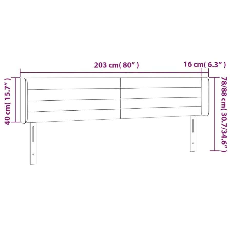 Hoofdbord Led Fluweel 203 x 16 x 78/88 cm Roze