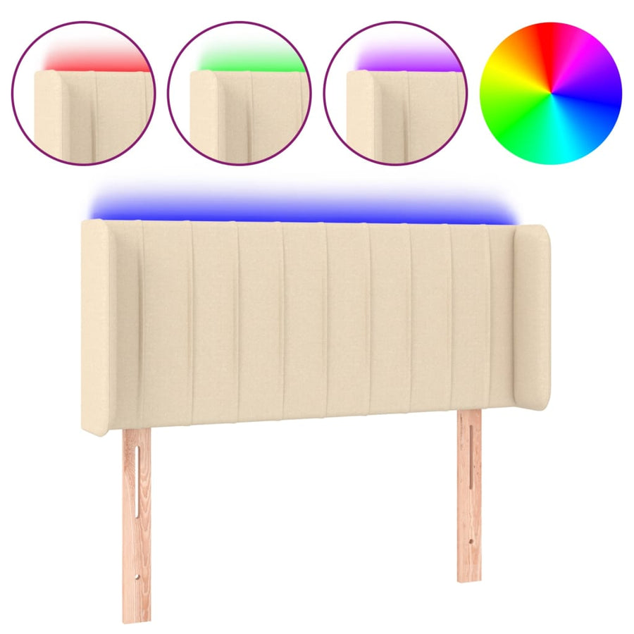 Hoofdbord Led Stof Kleurig 83 x 16 x 78/88 cm Crème