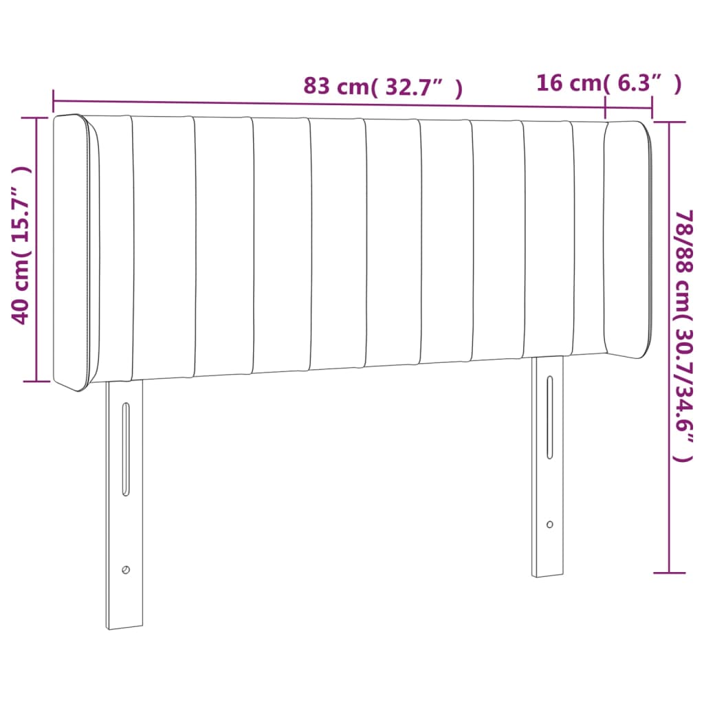 Hoofdbord Led Stof Kleurig 83 x 16 x 78/88 cm Crème