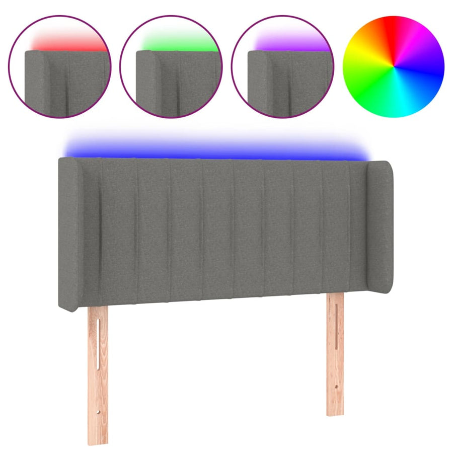 Hoofdbord Led Stof 93 x 16 x 78/88 cm Donkergrijs