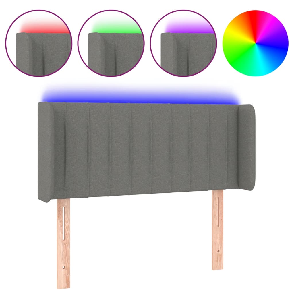 Hoofdbord Led Stof 103 x 16 x 78/88 cm Donkergrijs