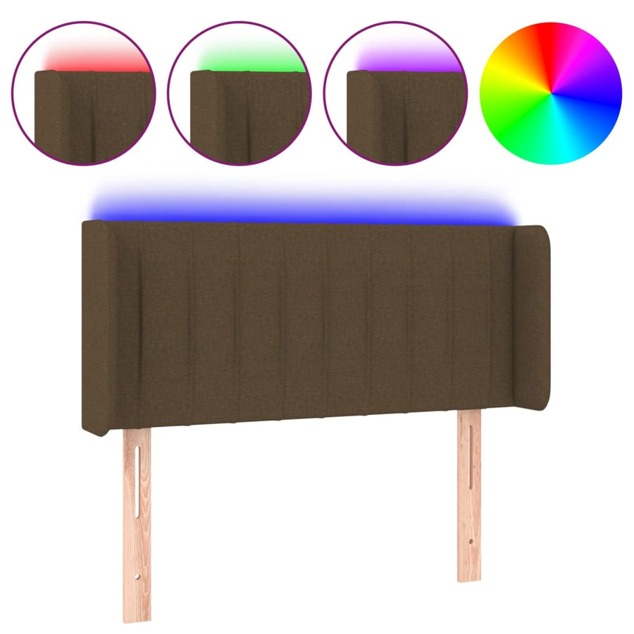 Hoofdbord Led Stof 103 x 16 x 78/88 cm Donkerbruin