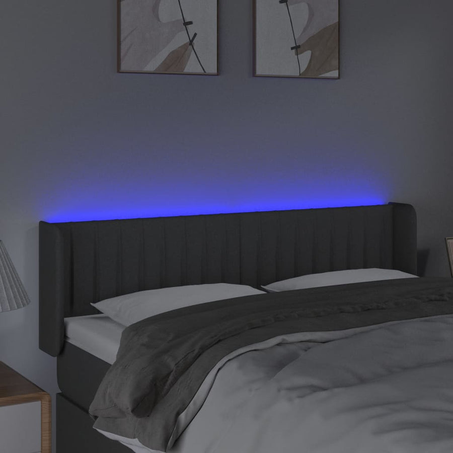 Hoofdbord Led Stof 147 x 16 x 78/88 cm Donkergrijs