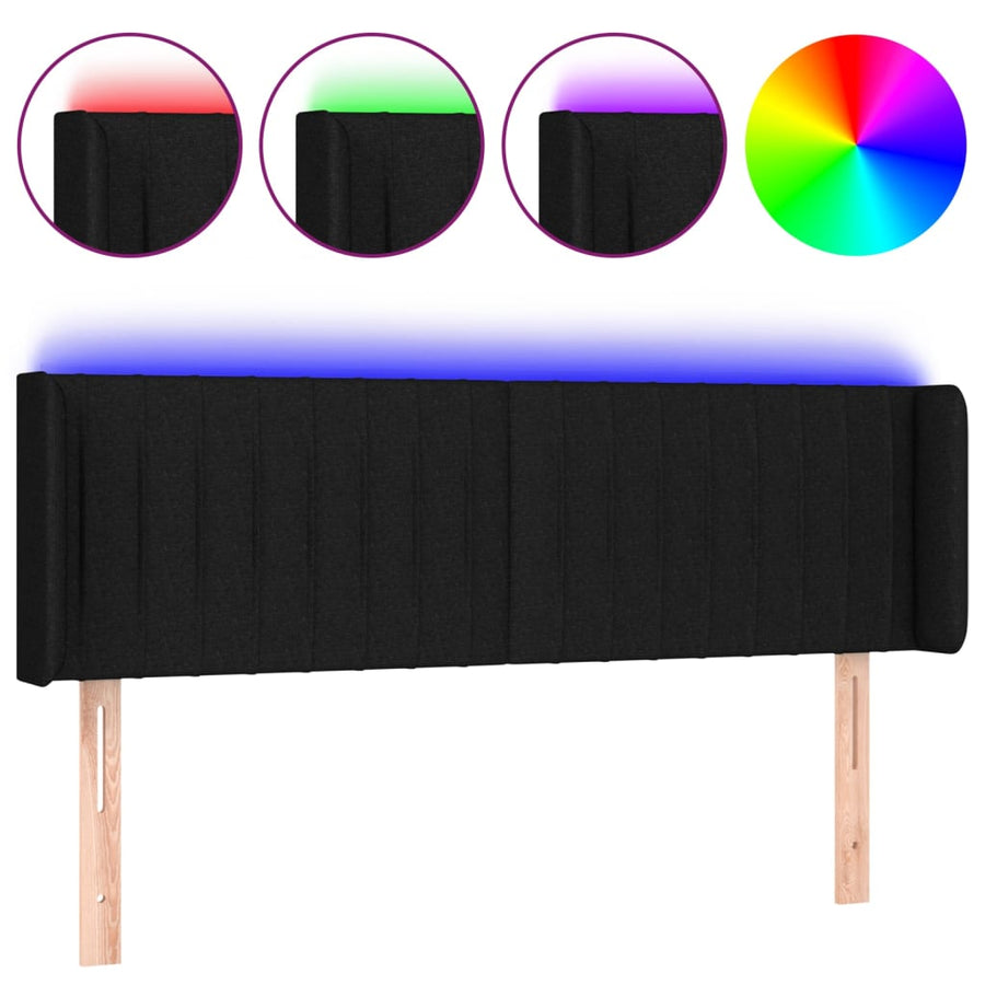 Hoofdbord Led Stof 147 x 16 x 78/88 cm Zwart