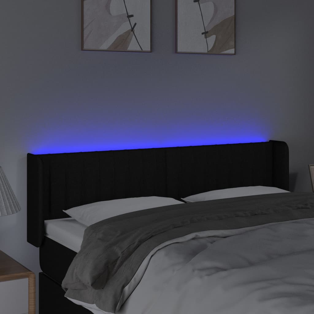 Hoofdbord Led Stof 147 x 16 x 78/88 cm Zwart