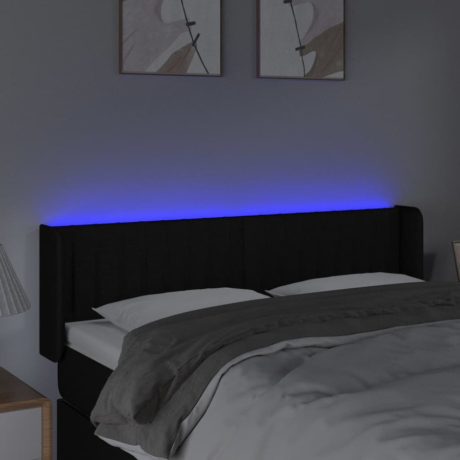Hoofdbord Led Stof 147 x 16 x 78/88 cm Zwart